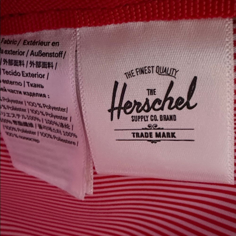 Herschel Supply Co. Black Backpack, Gold Zippers. NWOT. Red Stripe Interior. -C- - Picture 11 of 13